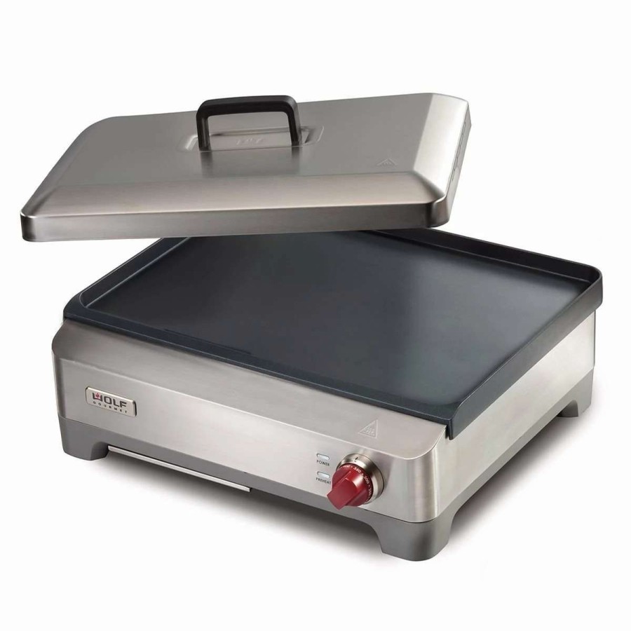 Frying, Grilling & Cooking * | Brand New Wolf Gourmet Precision Griddle With Lid Red Knobs Red, Steel