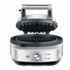 Frying, Grilling & Cooking * | Brand New Breville The No Mess Waffle Round Waffle Maker | Brushed Stainless Steel Black & Stainless