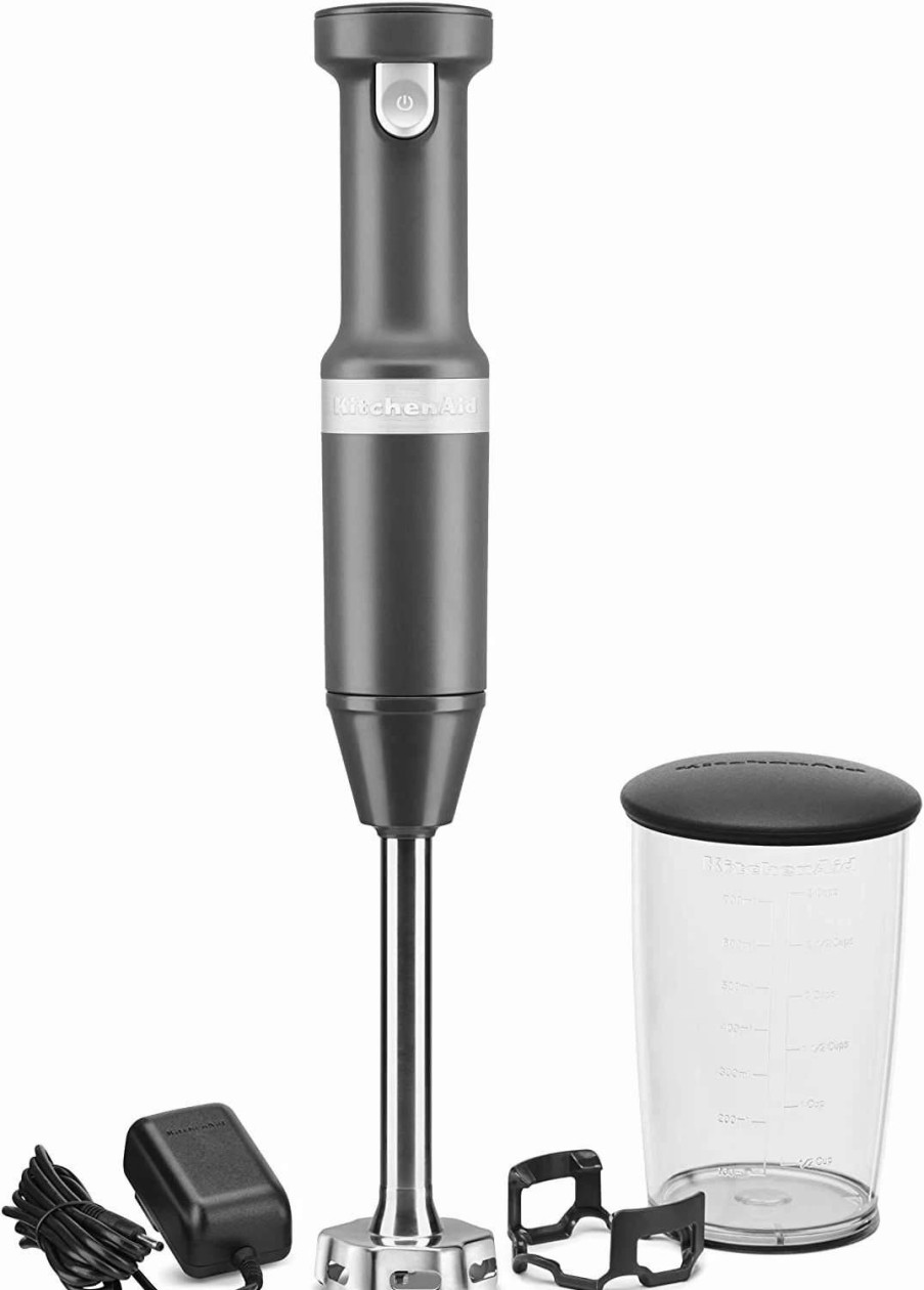 Blending & Drinks * | Buy Kitchenaid Variable Speed Cordless Hand Blender | Matte Charcoal Grey Gray