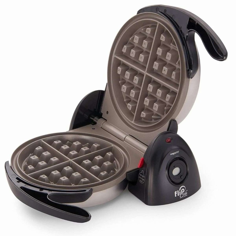 Frying, Grilling & Cooking * | Brand New Presto Flipside Electric Ceramic Nonstick Belgian Waffle Maker | 7 Black & Stainless