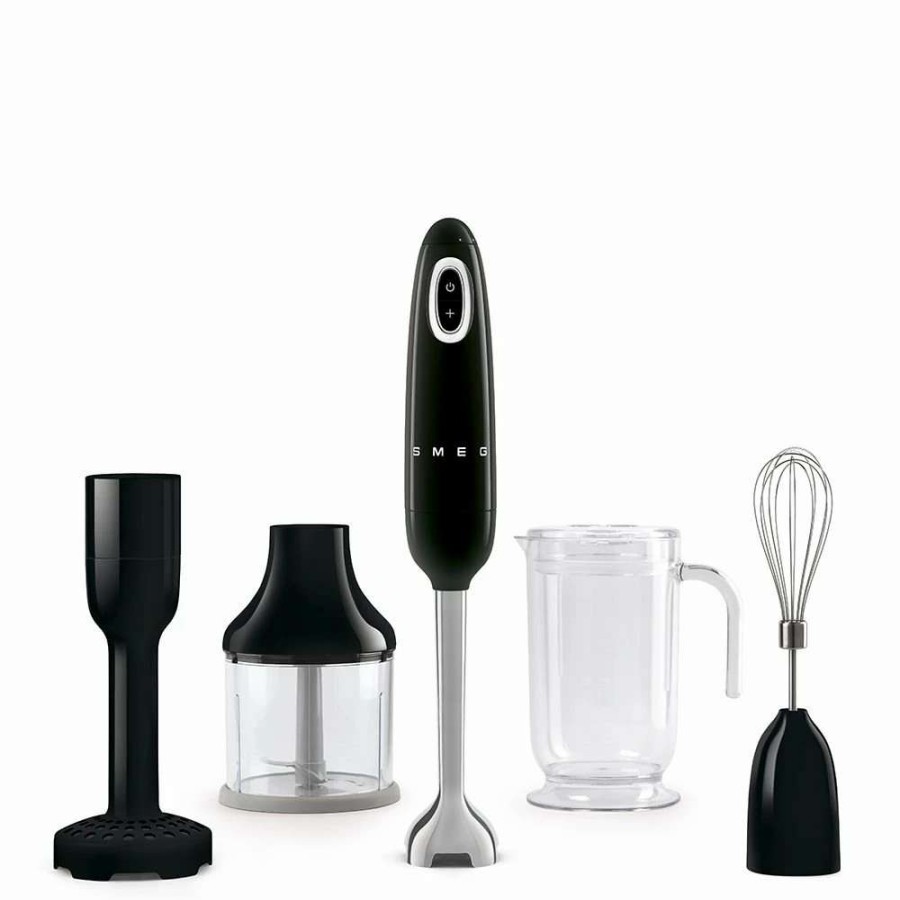 Blending & Drinks * | Flash Sale Smeg Hand Blender & Accessories Set | Black Black & Stainless