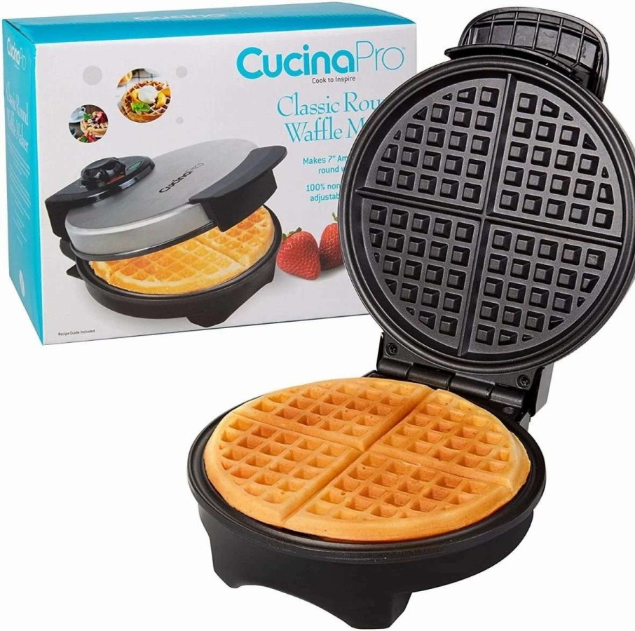 Frying, Grilling & Cooking * | Promo Cucina Pro Cucinapro Classic Round American Waffle Maker Black & Stainless