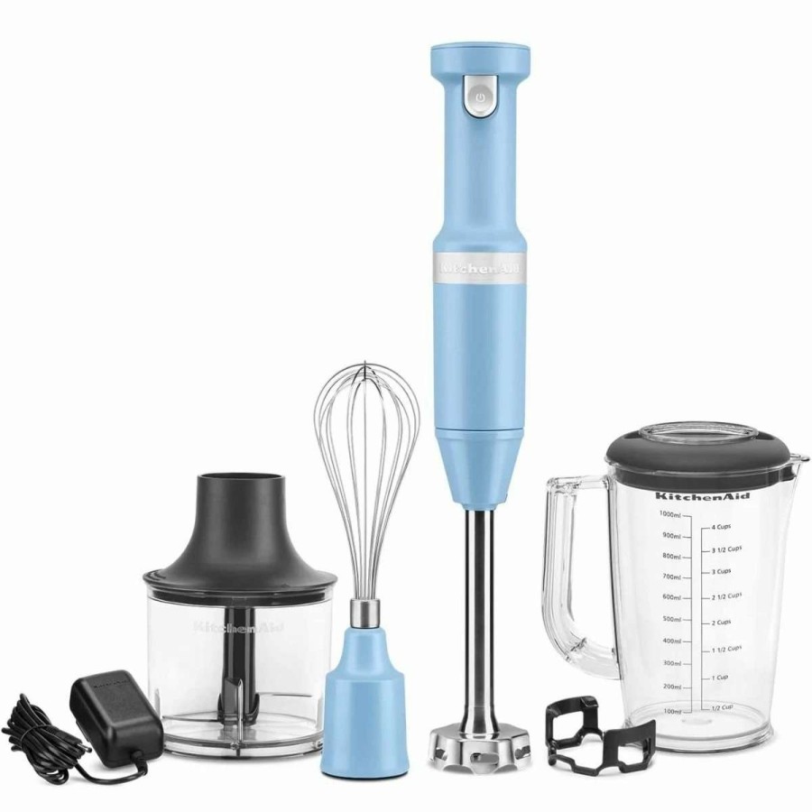 Blending & Drinks * | Budget Kitchenaid Variable Speed Cordless Hand Blender With Accessories | Blue Velvet Blue