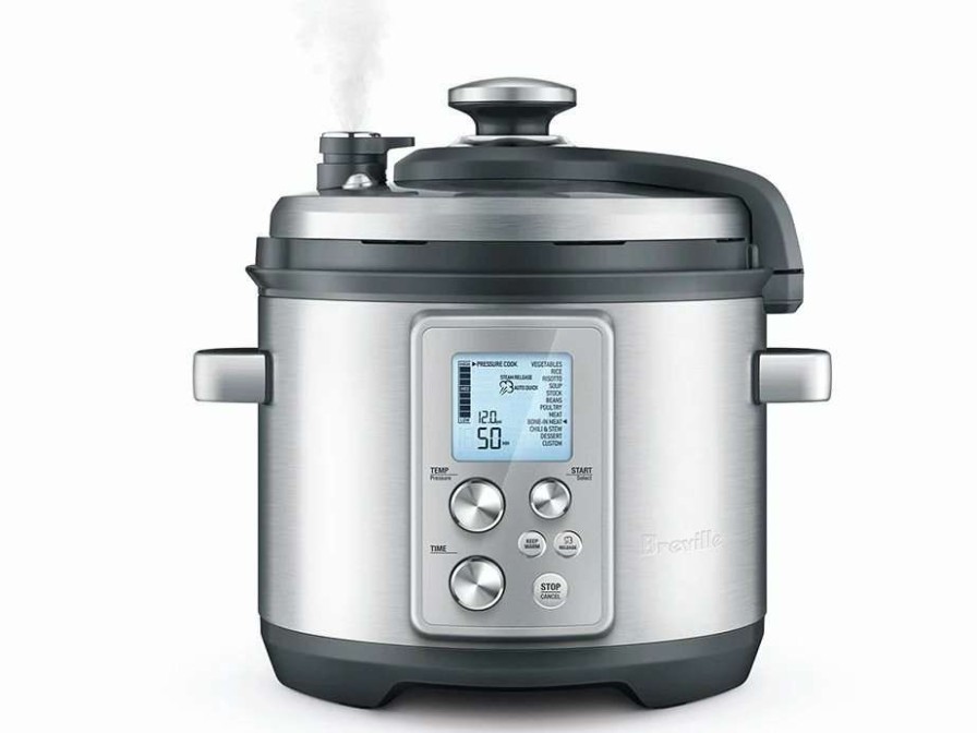 Frying, Grilling & Cooking * | Top 10 Breville The Fast Slow Pro 6 Qt. Slow Cooker | Brushed Stainless Steel Silver