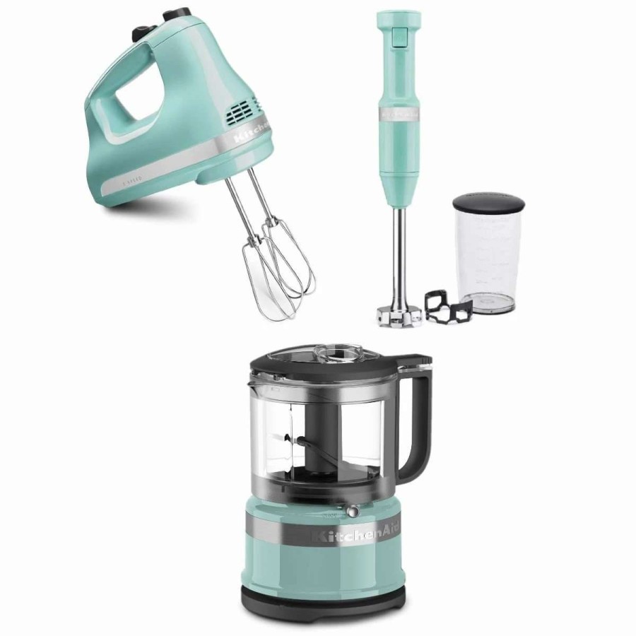 Blending & Drinks * | Buy Kitchenaid Aqua Sky Small Appliances Set | Mini Food Processor, Blender & Hand Mixer Green