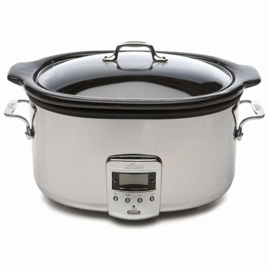 Frying, Grilling & Cooking * | Deals All-Clad Slow Cooker With Black Ceramic Insert | 6.5 Qt. Black & Stainless