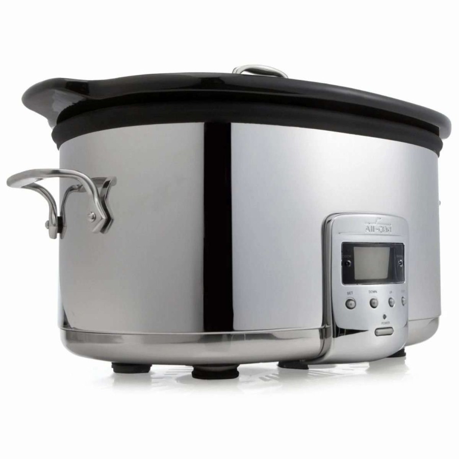 Frying, Grilling & Cooking * | Deals All-Clad Slow Cooker With Black Ceramic Insert | 6.5 Qt. Black & Stainless