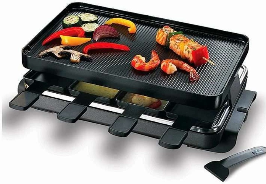 Frying, Grilling & Cooking * | Best Sale Swissmar Classic Raclette Grill Black Non-Stick Reversible 8 Person Black