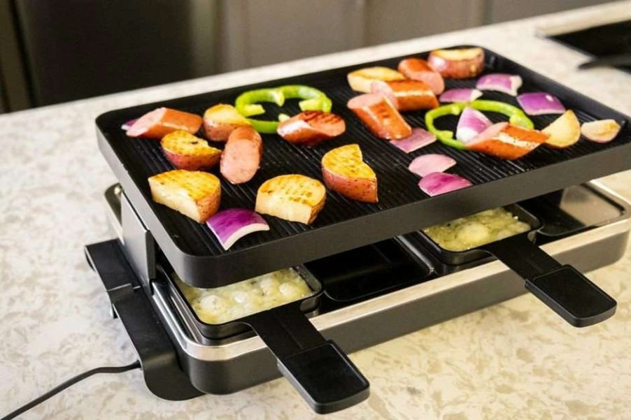 Frying, Grilling & Cooking * | Best Sale Swissmar Classic Raclette Grill Black Non-Stick Reversible 8 Person Black