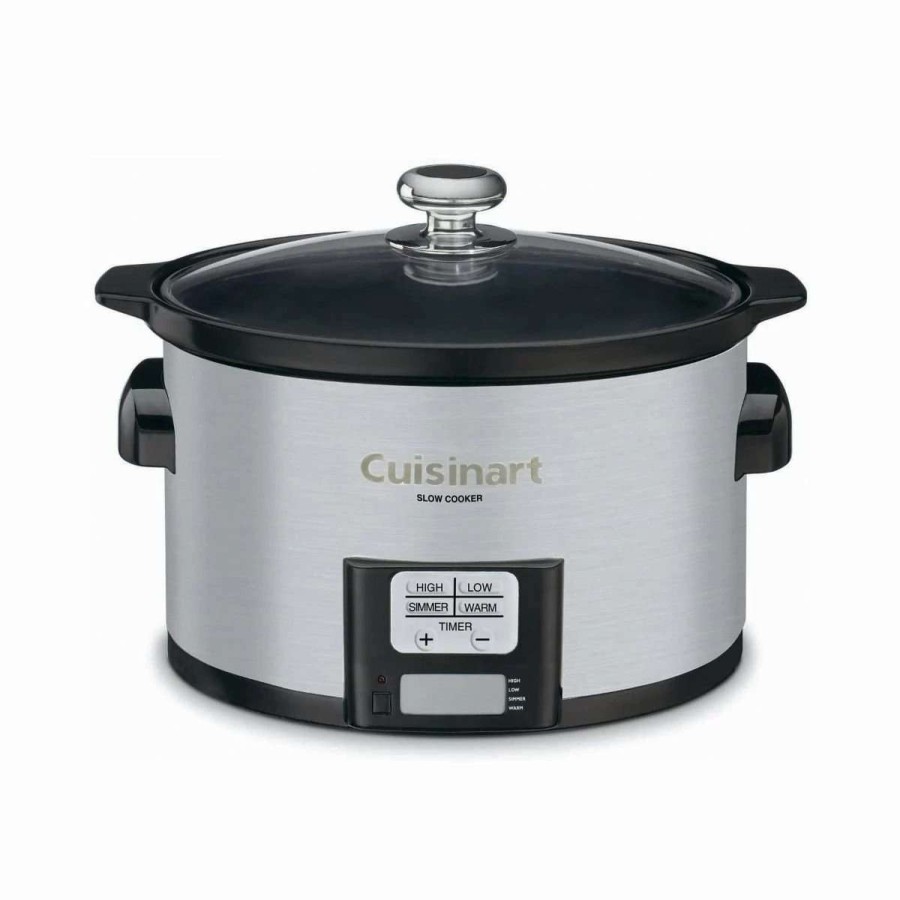 Frying, Grilling & Cooking * | Flash Sale Cuisinart Stainless Steel Programmable Slow Cooker | 3.5 Qt. Black & Stainless