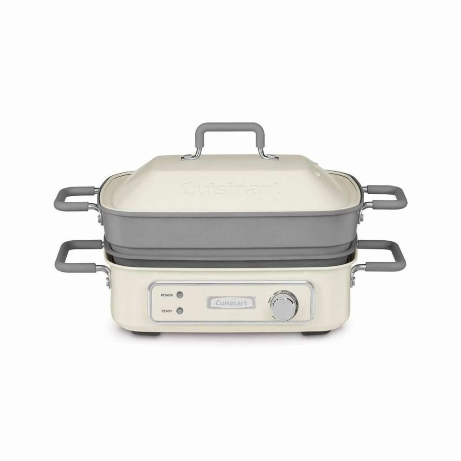 Frying, Grilling & Cooking * | Top 10 Cuisinart Stack5 Multifunctional Grill | Off-White White