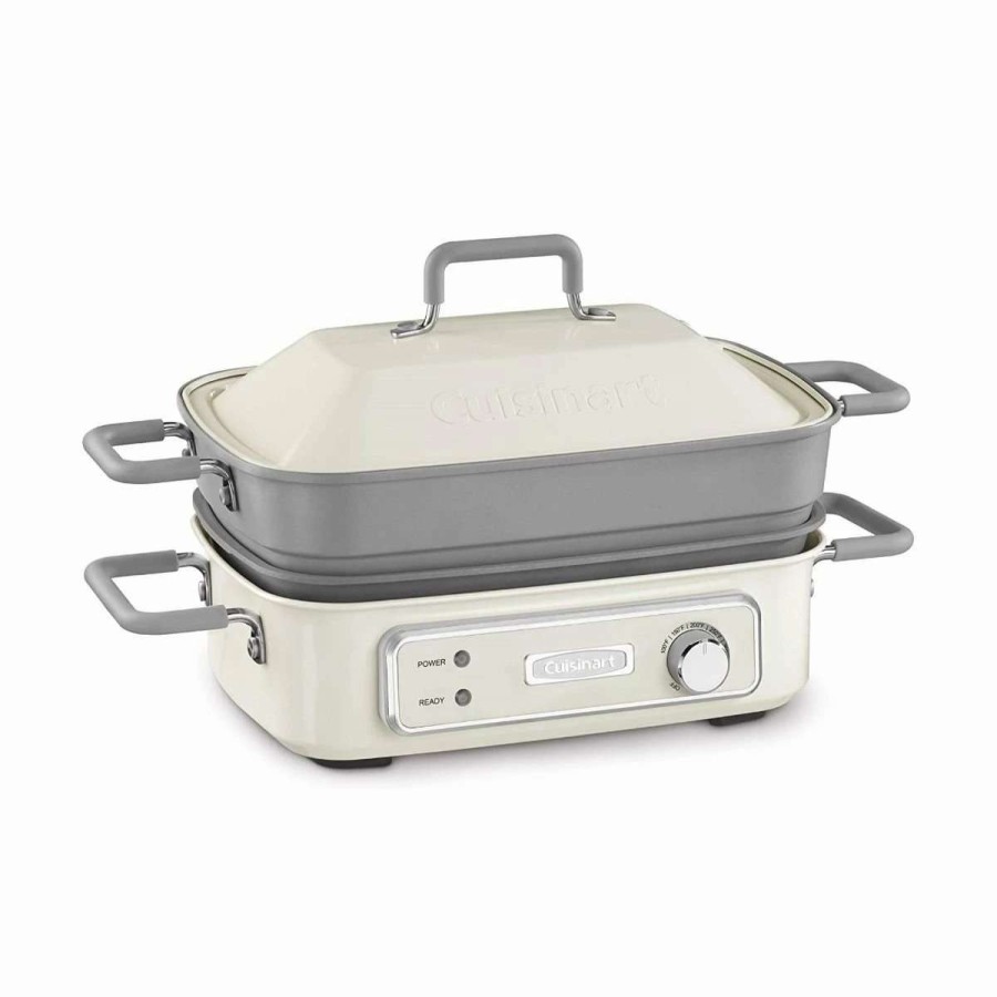 Frying, Grilling & Cooking * | Top 10 Cuisinart Stack5 Multifunctional Grill | Off-White White