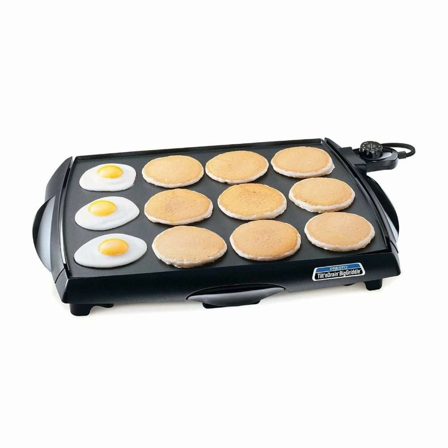 Frying, Grilling & Cooking * | Discount Presto Tilt'Ndrain Biggriddle Cool-Touch Electric Griddle Black