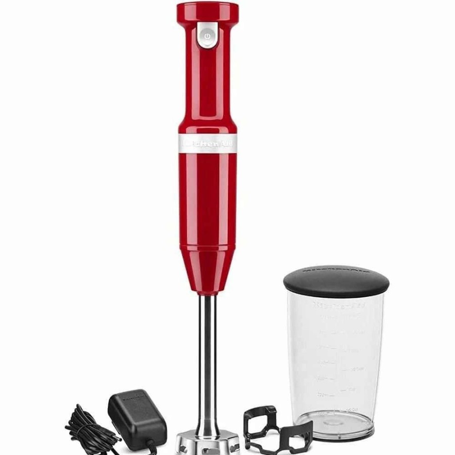 Blending & Drinks * | Buy Kitchenaid Variable Speed Cordless Hand Blender With Accessories | Empire Red Red