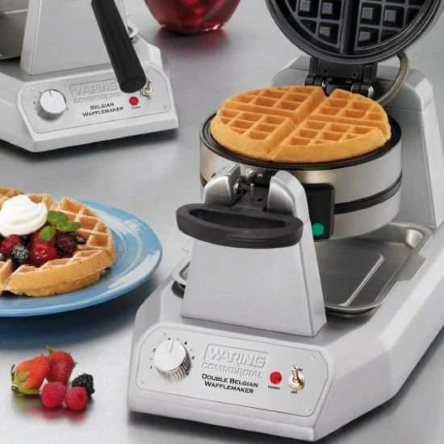 Frying, Grilling & Cooking * | Best Sale Waring Commercial Double Belgian Waffle Maker Silver