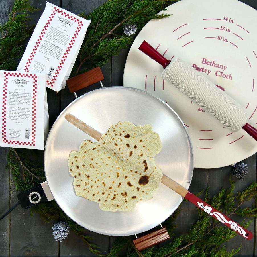 Frying, Grilling & Cooking * | Top 10 Bethany Housewares Aluminum Lefse Griddle + Starter Kit Silver