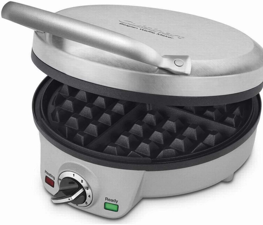 Frying, Grilling & Cooking * | Buy Cuisinart 4-Slice Square Belgian Waffle Maker | Round Black & Stainless