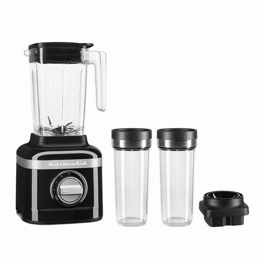 Blending & Drinks * | Brand New Kitchenaid K150 3-Speed Blender + 2 Personal Jars | Onyx Black Black