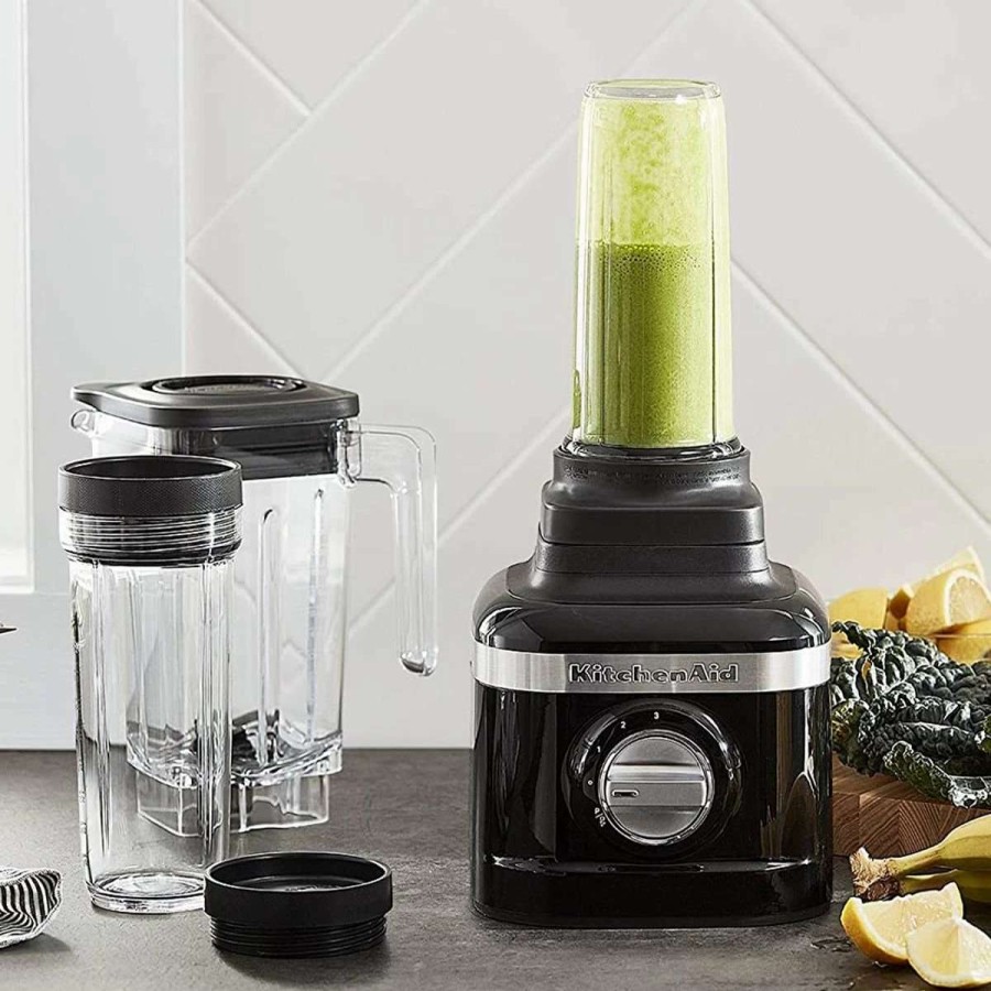 Blending & Drinks * | Brand New Kitchenaid K150 3-Speed Blender + 2 Personal Jars | Onyx Black Black