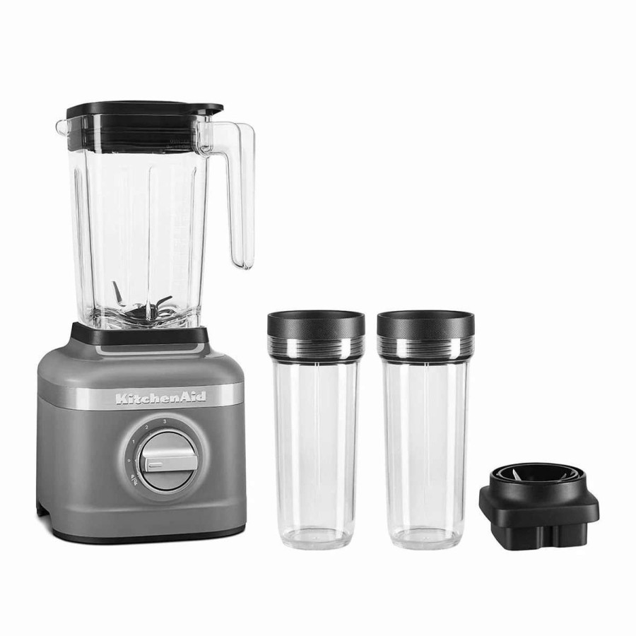 Blending & Drinks * | Best Reviews Of Kitchenaid K150 3-Speed Blender + 2 Personal Jars | Matte Charcoal Gray Gray