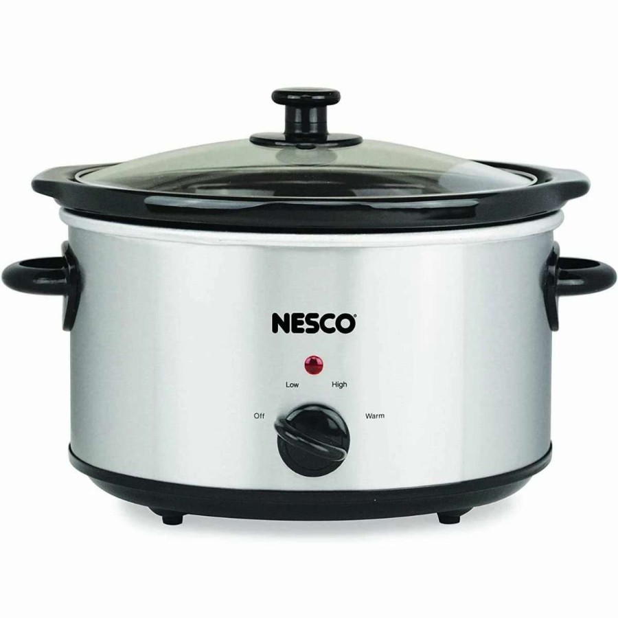 Frying, Grilling & Cooking * | Budget Nesco / American Harvest Nesco 4-Quart Slow Cooker | Stainless Steel Stainless Steel