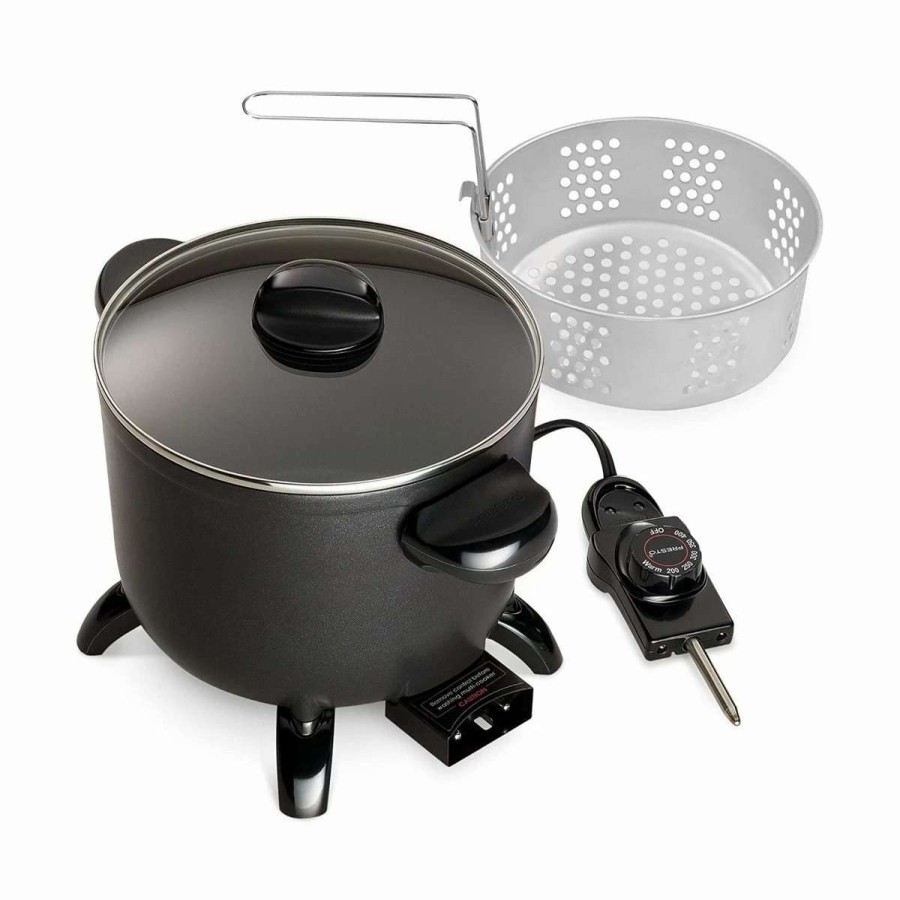 Frying, Grilling & Cooking * | Discount Presto Kitchen Kettle Multi-Cooker/Steamer | 5 Qt. Black