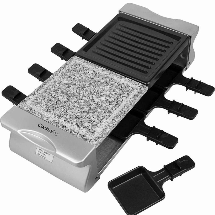 Frying, Grilling & Cooking * | Best Sale Cucina Pro Cucinapro 8-Pan Deluxe Raclette Black, Silver