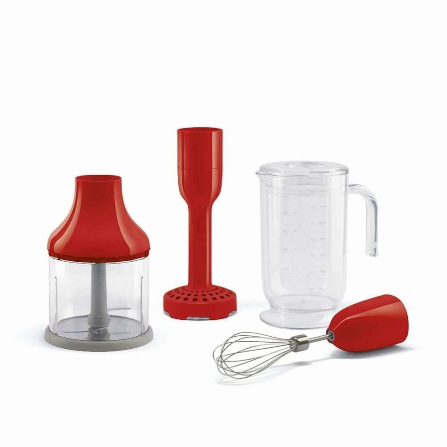 Blending & Drinks * | New Smeg Hand Blender Accessories 4-Piece Set | Red Red, Stainless Steel