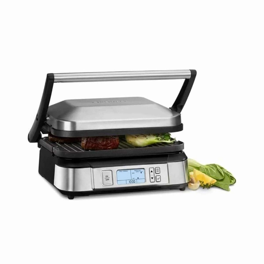 Frying, Grilling & Cooking * | Flash Sale Cuisinart Contact Griddler With Smoke-Less Mode | Stainless Steel Black & Stainless