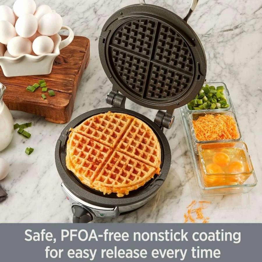 Frying, Grilling & Cooking * | Best Reviews Of All-Clad Round Waffle Maker | Classic Black & Stainless