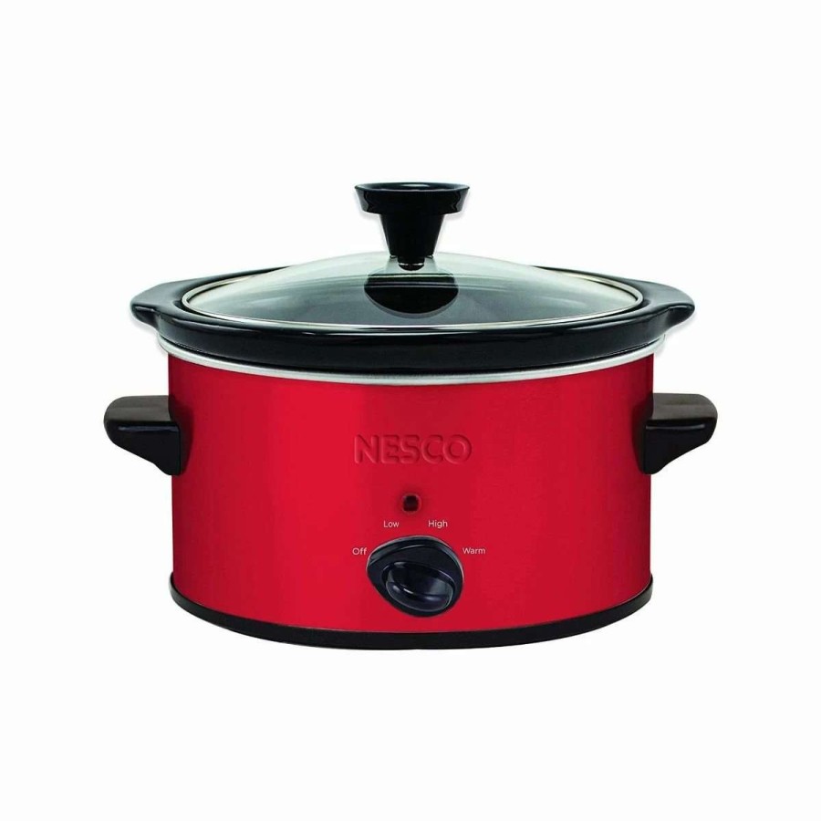 Frying, Grilling & Cooking * | Discount Nesco / American Harvest Nesco 1.5-Quart Oval Slow Cooker | Red Metallic Red