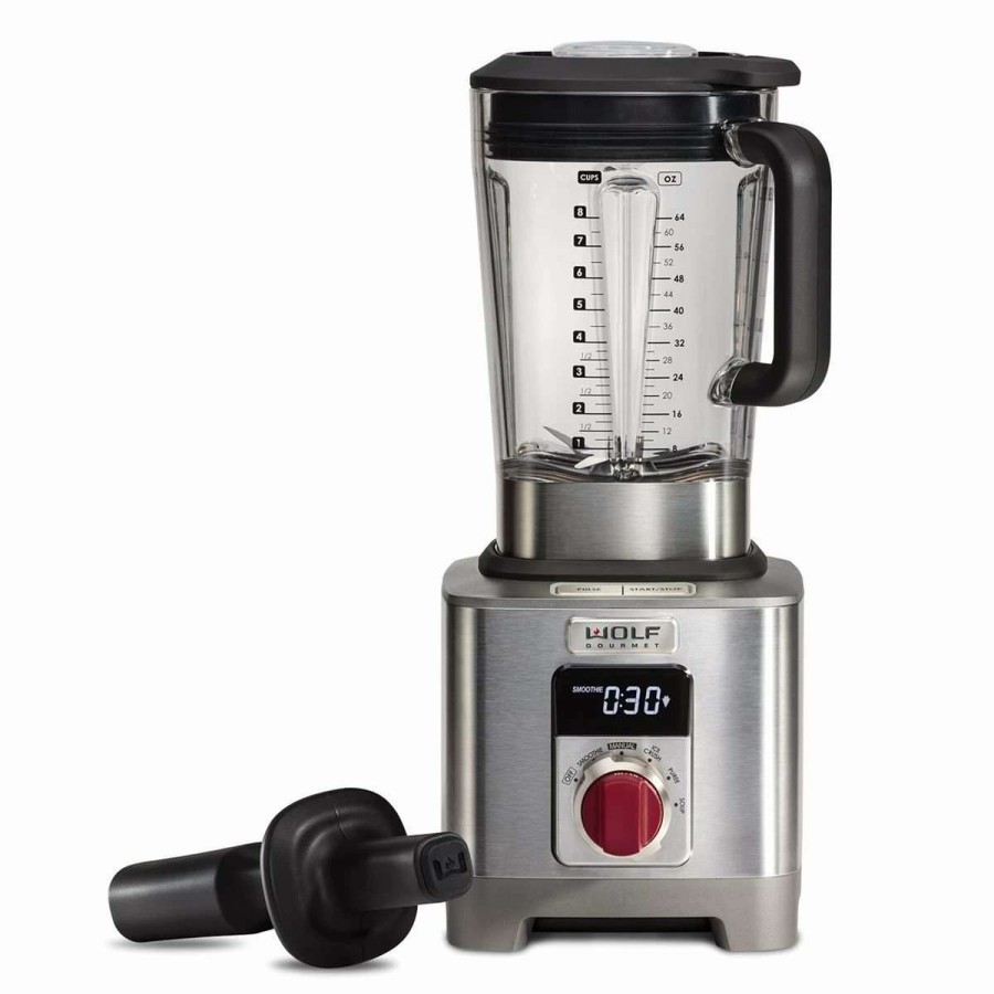 Blending & Drinks * | Hot Sale Wolf Gourmet High-Performance Blender | Red Knob Red, Steel