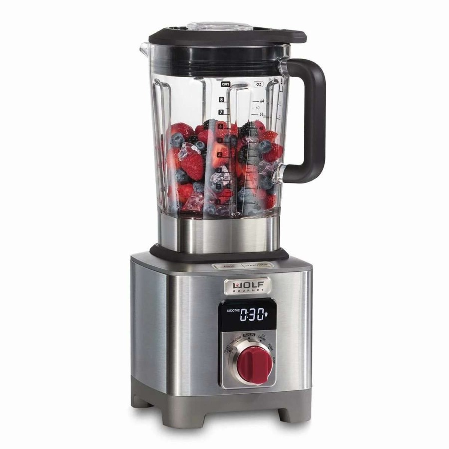 Blending & Drinks * | Hot Sale Wolf Gourmet High-Performance Blender | Red Knob Red, Steel