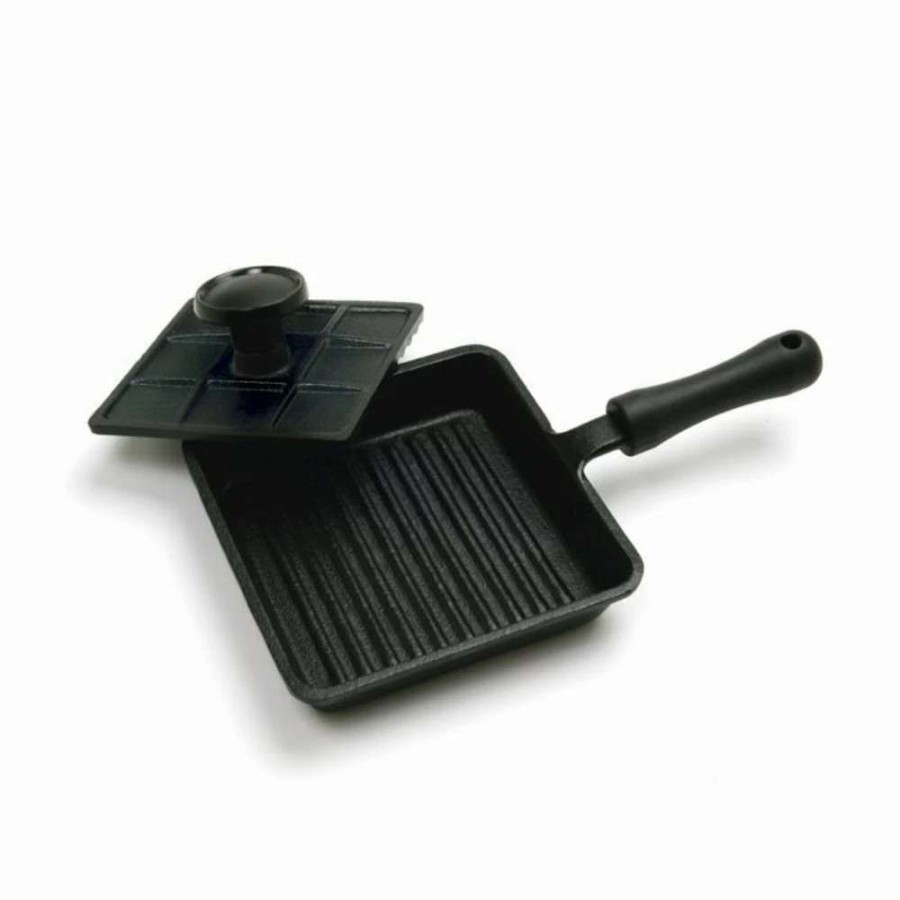 Frying, Grilling & Cooking * | Coupon Norpro Mini Panini Pan With Press Black