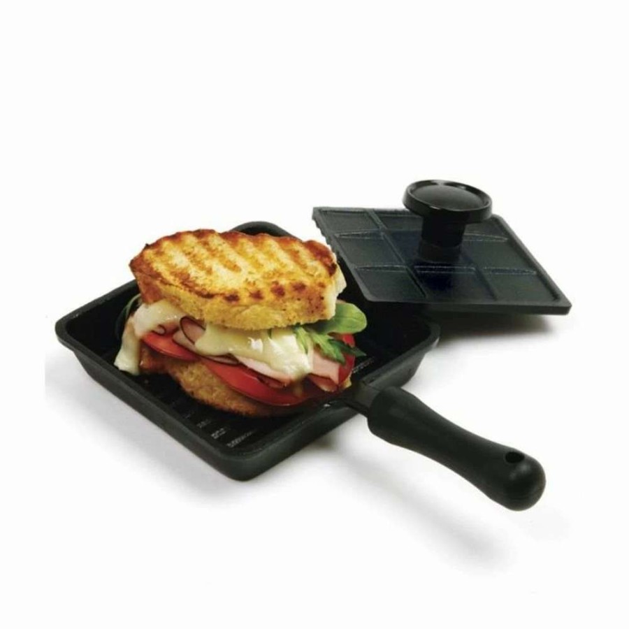 Frying, Grilling & Cooking * | Coupon Norpro Mini Panini Pan With Press Black