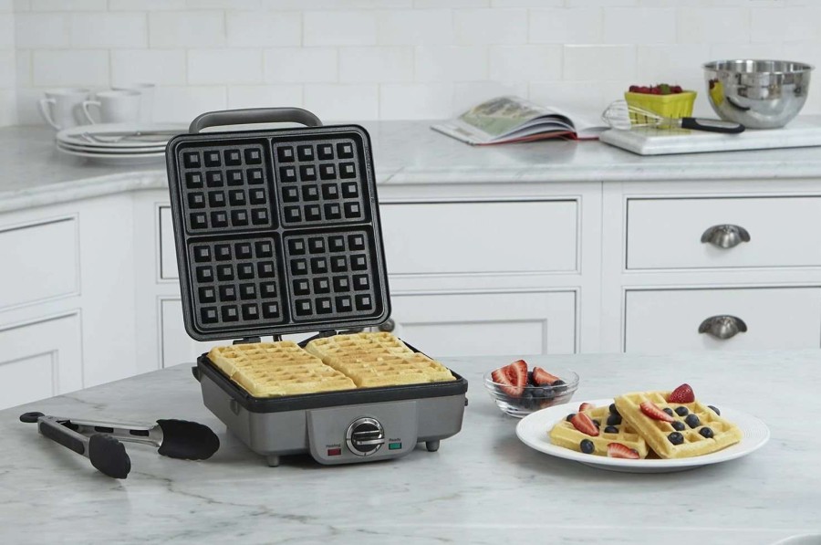 Frying, Grilling & Cooking * | Best Deal Cuisinart Belgian Waffle Maker With Pancake Plates Black & Stainless